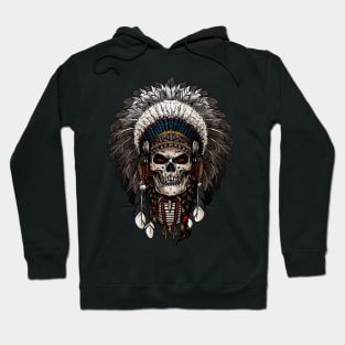 Ancient Indian Chief Skull with feathers Hoodie